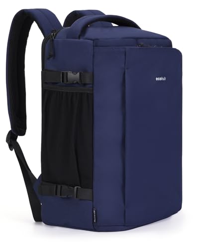 ECOHUB Anti Theft Laptop Backpack, Flight Approved Travel Bag, 30L Personal Item for Business Commute, Fits 17.3" Computer, Blue - color: Blue