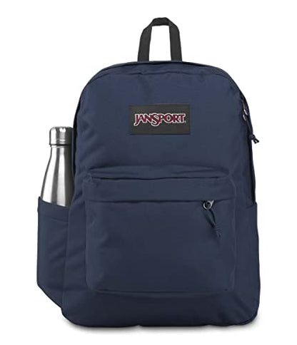 JanSport SuperBreak Plus Backpack with Padded 15-inch Laptop Sleeve and Integrated Bottle Pocket - Spacious and Durable Daypack for Work and Travel - Navy - color: Navy