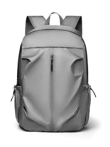 Lightweight Water Resistant Backpack Casual Daypack with Side Pockets for Travel Work Hiking for Men Women(grey) - color: Grey