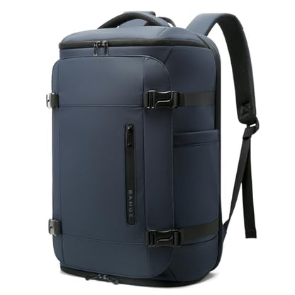 BANGE Travel Backpack with Shoe Compartment, 40L Large Capacity Back Pack, Men's Weekender Daypack Fits 17.3 Inch Laptop, Carry On Travel Backpack with Water Bottle Holder for Men and Women - color: Blue