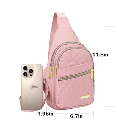 Crossbody Small Sling Backpack Sling Bag for Women Men, Chest Bag Daypack Crossbody for Travel Sport Running Hiking (Pink) - color: Pink