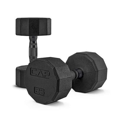 CAP Barbell Coated Dumbbell Weight | Multiple Options Pairs & Sets - size: 25 lb - Pair, style: 12-Sided - Black Handle