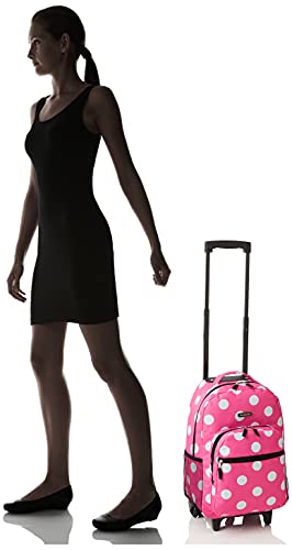 Rockland Double Handle 17" Rolling Backpack, Pink Dot - color: Pink Dot, size: One Size