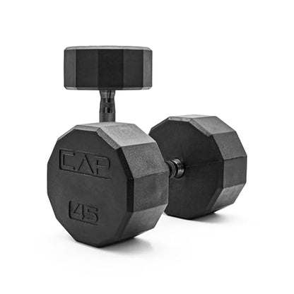 CAP Barbell Coated Dumbbell Weight | Multiple Options Pairs & Sets - size: 45 lb - Pair, style: 12-Sided - Black Handle