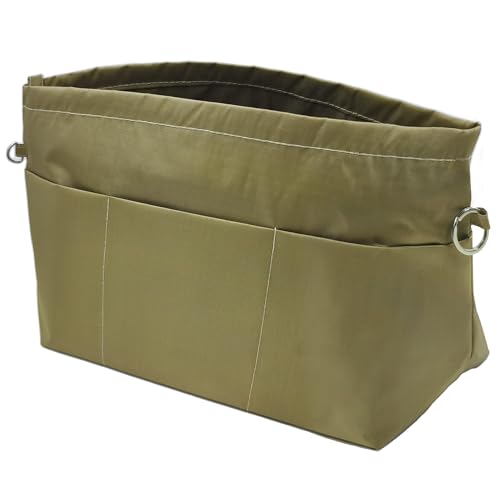 Handbag Tote Purse Organizer Insert, Small, Khaki Green | Bag Divider Liner Shaper Separator in Bag with Zipper, 11 Pockets Compartments - color: Khaki Green, size: Small