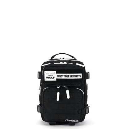 WOLFpak 9L Mini Tactical Backpack for Men & Women | Compact Everyday Carry Bag for Gym, School, Travel | Durable, Water-Resistant Daypack w/Molle System & Patch Panel (Alpha Black White Accents) - color: Alpha Black White Accents