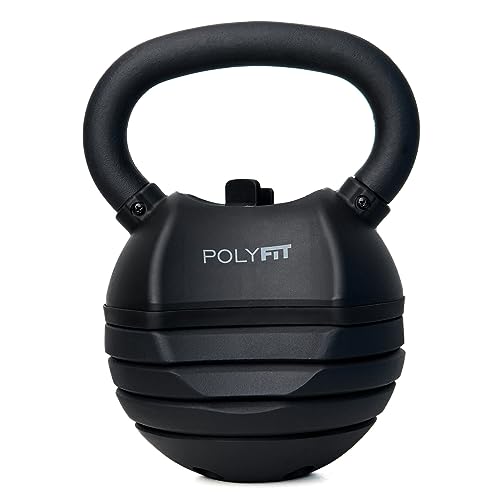 Polyfit Adjustable Kettlebell Set | 30/40/50 lbs | Kettlebell Weights for Home Gym - color: BLACK - 50 LB