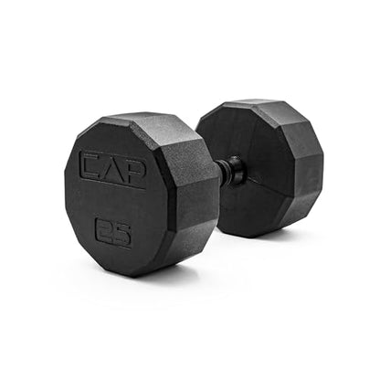 CAP Barbell Coated Hex Dumbbell Weight - Single | 10-120 lbs | Multiple Options - size: 25 lb, style: 12-Sided - Black Handle