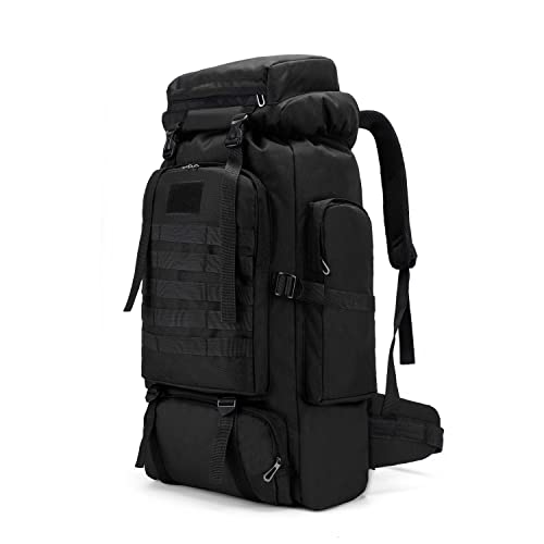 YFREAL 80L Hiking Camping Backpack,Hunting Backpack for Outdoor,Large Pack Waterproof,Tactical Backpack for Men Women - color: Black
