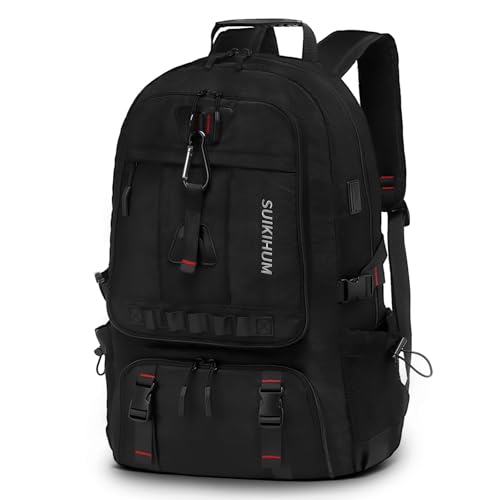 Travel Backpack 45L TSA Approved Carry on Backpack with Shoe Compartment & Wet/Dry Separation, Laptop Bag Fits 18.4 Inch Computer, Water Resistant Backpack for Men Women, Black - color: Expandable Black