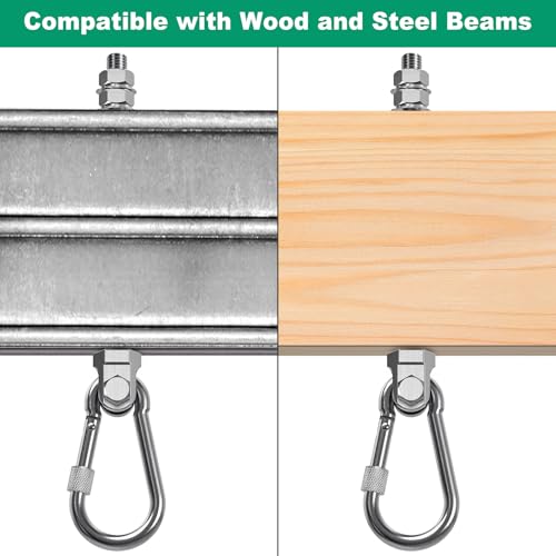 SELEWARE 6Pcs Heavy Duty Swing Hangers, 1500LB Capacity Stainless Steel Swing Set Hooks for Wood/Steel Beam, 7" x M2/5" Porch Swing Hardware for Playground Swing Hammock Chair Yoga Swing Punching Bag - color: 6 Pack Swing Hangers (7" X M2/5" Threaded Rod)