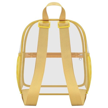 Oraben Clear Backpack Stadium Approved, 12 x 6 x 11 in, Small Transparent Backpack for Concerts, Sports Events, Festivals, Travel, Waterproof PVC, Adjustable Straps, Women Men - color: Gold, style: Nylon Shoulder Straps