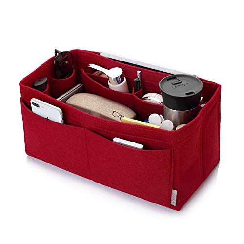 ZTUJO Felt Purse Organizer, Multi Pocket Bag in Bag Organizer For Tote & Handbag Shaper, Speedy 30, Speedy 35 and Speedy 40 - color: Red, size: Slender Medium