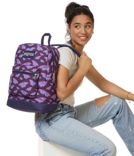 JanSport Cross Town Plus Backpack - Large Main Compartment, Side Water Bottle Pocket, 15-Inch Padded Laptop Sleeve - Flutter By Purple - color: Flutter By Purple