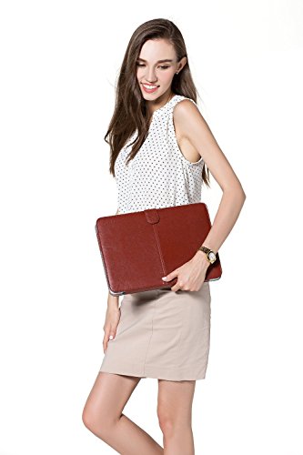 MOSISO Compatible with MacBook Pro 15 inch Retina (A1398, Version 2015/2014/2013/end 2012), PU Leather Portfolio Protective Stand Cover Sleeve, Brown - color: Brown
