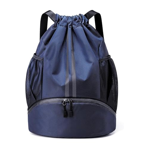 JELUTAR Drawstring Backpack Gym Bag with Shoes Compartment for Soccer, Basketball, Swim, Water-Resistant String Backpack Beach Cinch for Women Men, Navy Blue - color: Navy Blue, size: Large