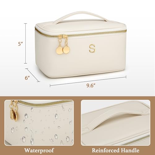 Gifts for Women Travel Makeup Bag Personalized Cosmetic Bag Portable Large Capacity Toiletry Bag(Beige-S) - color: Beige, style: S