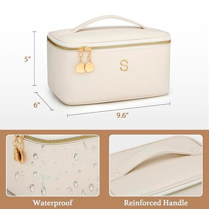 Gifts for Women Travel Makeup Bag Personalized Cosmetic Bag Portable Large Capacity Toiletry Bag(Beige-S) - color: Beige, style: S
