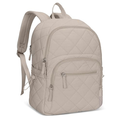 Hynes Eagle Travel Laptop Backpack Quilted College Backpack for Women Puffer Casual Daypack Personal Item Bag for 16 Inch Light Camel - color: Light Camel