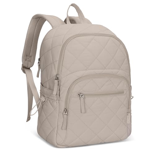 Hynes Eagle Travel Laptop Backpack Quilted College Backpack for Women Puffer Casual Daypack Personal Item Bag for 16 Inch Light Camel - color: Light Camel