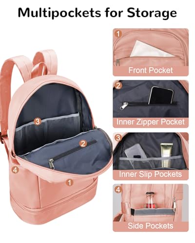 28L Small Gym Backpack with Shoe Compartment for Women, Lightweight Sports Backpack with Wet Pocket, Pink - color: Pink