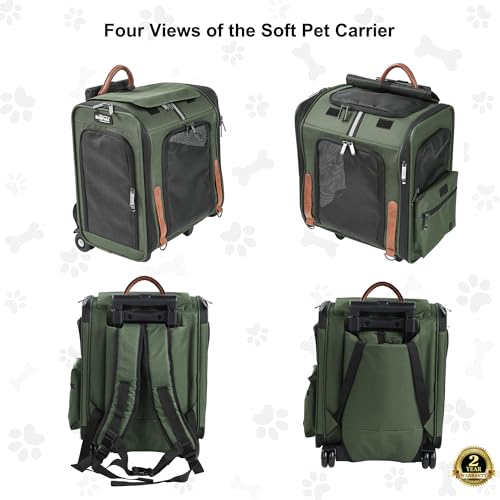 EliteField Deluxe Backpack Pet Carrier (3 Year Warranty, Airline Approved), Travel Soft-Sided Carrier Bag for Dogs, Cats & Small Pets - color: Army Green, size: 18.0"L x 13.5"W x 9.0"H