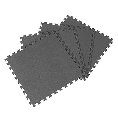 Xspec 3/8" Thick 100 sq. ft. (25 pcs) Gym EVA Foam Floor Mats (24" x 24") | T Pattern, Charcoal Grey - style: T Pattern-Grey