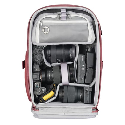 VANGUARD VEO Metro B20L Camera & Everyday Backpack (Magenta) – Fits 70–200mm Attached, 14" Laptop Storage, Convertible Daypack Design, Carry-On Ready - color: Magenta, size: 20L