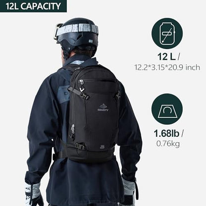 12L Ski & Snowboard Backpack, Backcountry Backpack for Men Women - color: Black