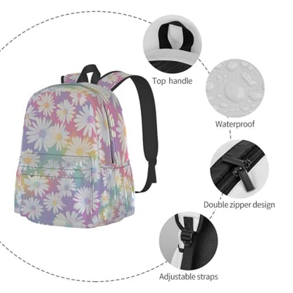cfpolar 17 Inch Backpack Cute Daisy Flower Laptop Bag Shoulder Bag School Bookbag Casual Daypack For Boys Girls,A-10 - color: D-10