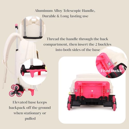 EKUIZAI Solid Girls Rolling Backpack for Kids Roller Bookbag with Wheels for Middle School Students Girls Trolley Backpack， Black - color: A-6-wheel Black, style: 6 Wheels