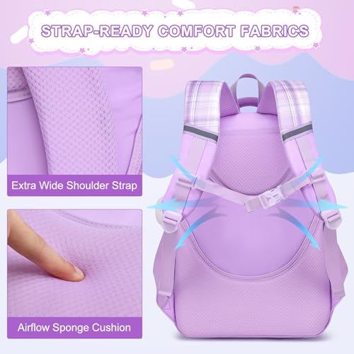 MOMUVO Girls Backpack with Lunch Box, Backpacks for Teen Girls, Backpack and Lunch Box Set - color: Purple Sets