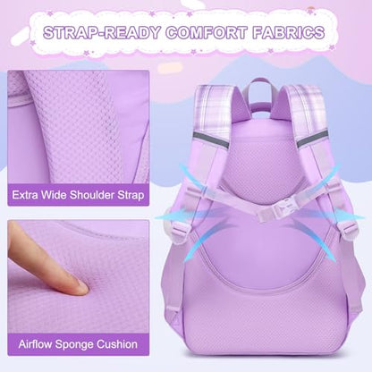 MOMUVO Girls Backpack with Lunch Box, Backpacks for Teen Girls, Backpack and Lunch Box Set - color: Purple Sets