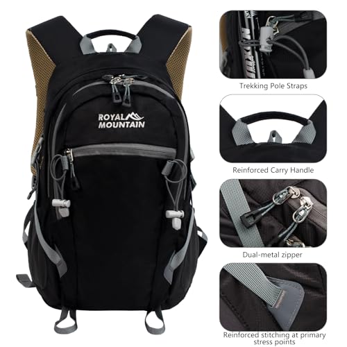 Hiking Backpack for Men Women,20L Lightweight Waterproof Travel Camping Backpack Hiking Daypack for Cycling Running(With Rain-cover) - color: Black