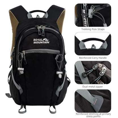 Hiking Backpack for Men Women,20L Lightweight Waterproof Travel Camping Backpack Hiking Daypack for Cycling Running(With Rain-cover) - color: Black