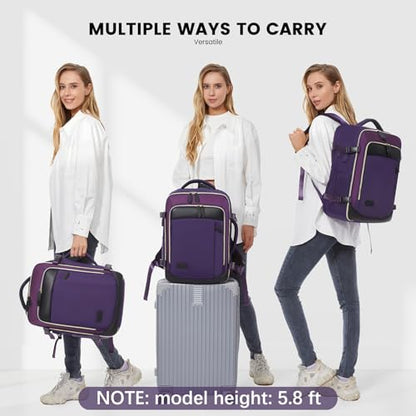 LOVEVOOK Travel Backpack for Women, 40L Carry On Backpack with 3 Packing Cubes,TSA Personal Item Travel Bag Airline Approved, Water Resistant Weekender Overnight Luggage Daypack, Fits 17 Inch Laptop - color: H-blue-purple-black, size: Large - 17.3 Inch -