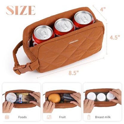 Small Cooler Bag Freezable Lunch Bag for Work School Travel,Small Lunch Bag,insulated snack bag,Mini Cooler,Lunch bag small Fit For Yogurt（Caramel） - color: S-Caramel