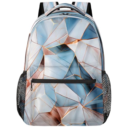 Large Backpack with 15.6 Inch Laptop Compartment, Abstract Blue Pink Marble Geo Adult Backpack for Work, Travel & School College Boys Girls - color: Abstract Blue Pink Marble Geo