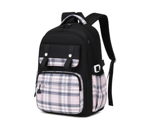 MUSEVOS Girls Backpack, Elementary Middle School Backpack, Large Capacity Kids Bookbag - color: Black/Pink