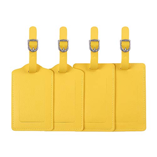 Vigorport Leather Personalized Suitcase Tag Set Luggage Id Tags Labels Travel Accessories - Set of 4 - color: Yellow