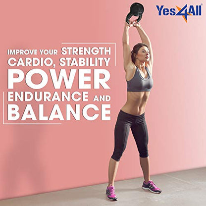Yes4All Kettlebell, Vinyl Coated Kettlebell Cast Iron Sets with Stable Flat Bottom for Full Body Workout, Push up, Grip Strength Training & Weights Exercises - color: Black, style: 5 - 15lb