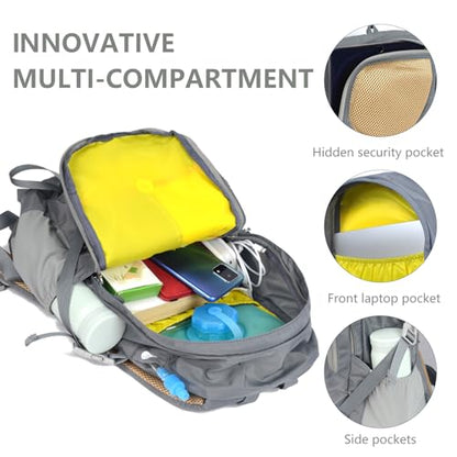 Hiking Backpack for Men Women,20L Lightweight Waterproof Travel Camping Backpack Hiking Daypack for Cycling Running(With Rain-cover) - color: Gray