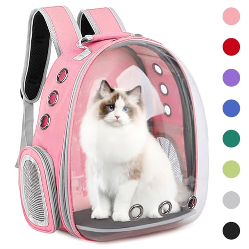 Pet Backpack Carrier,Bubble Backpack Cat Carrier,Pets and Small Dogs,Space Capsule Pet Carrier for Traveling, Walking, Hiking and Outdoor Activities (Pink) - color: Pink