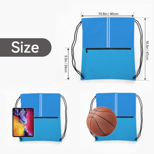 Drawstring Backpack Large Sports Gym Draw String Bag for Women and Men (Ocean Blue) - color: Two Tone Ocean Blue