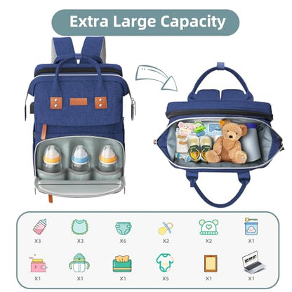 ISMGN Diaper Bag Backpack with Changing Station, Large Diaper Bag, Multifunctional Diaper Bag, Blue - color: Upgrade Blue