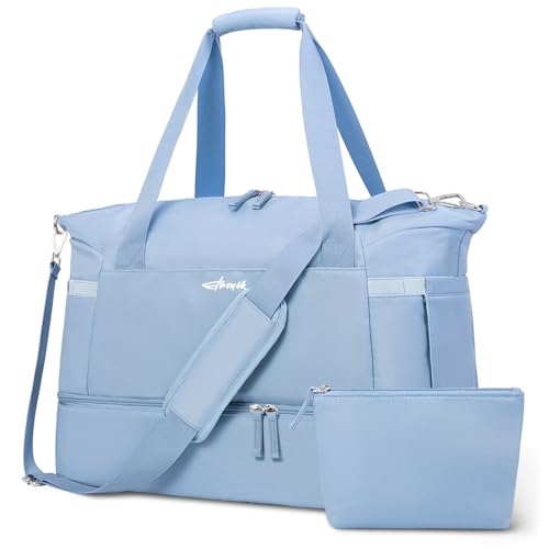 Gym Bag for Women, Personal Item Travel Bag with Shoes Compartment, Weekender Overnight Duffel Bag with Wet Pocket, Carry On Bag for Women, Travel, Gym, Weekend - color: Blue, size: Medium