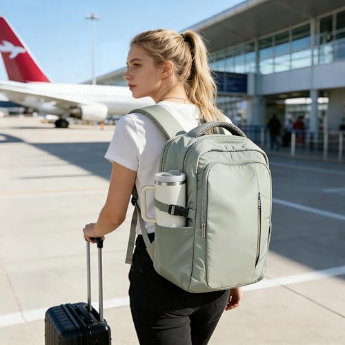 suwasp Large Travel Backpack for Women Men Mochila Airline Approved Carry On Personal Item Backpack Bag Frontier Airlines Personal Item Travel Bag Flight Approved Luggage Backpack - Green - color: Grey Green, size: Large