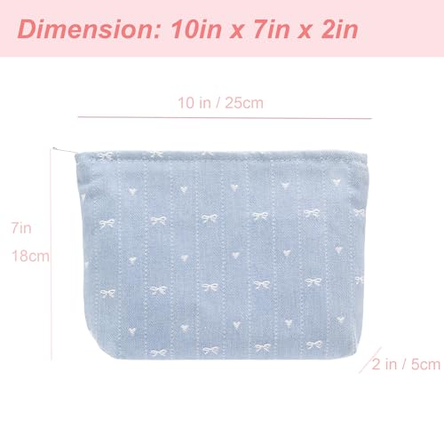 PAZIMIIK Makeup Bag Large Cotton Zipper Pouch for Purse Travel Canvas Make Up Organizer for Women Cosmetic,Jean Light - color: Jean Light
