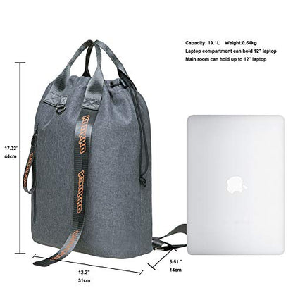 KAUKKO Drawstring Sports Backpack Gym Yoga Bag Shoulder Rucksack for Men and Women KH02-GREY,19.1L - color: H02-grey