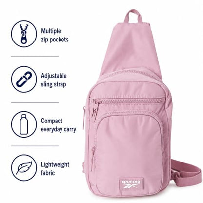 Reebok Unisex Crossbody Bag - Convertible Compact Durable Cross Body Bag for Women and Men - Gym and Travel Essentials, Size One Size, Cosmos Infused Lilac - color: Cosmos Infused Lilac